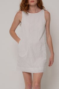 Faye Dress in Navy & White Stripe