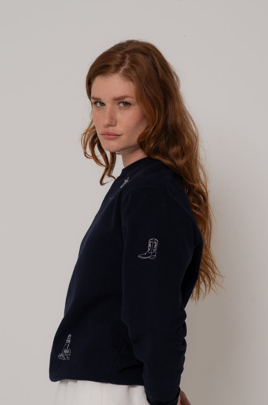 Embroidered Sweatshirt in Navy