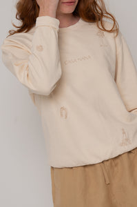 Embroidered Sweatshirt in Ivory